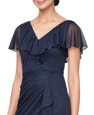 Petite Ruffled Flutter-Sleeve Gown