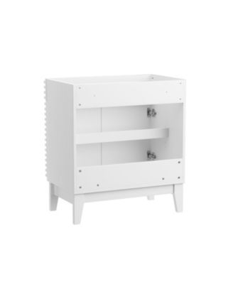 Particleboard Bathroom Cabinet Vanity with Storage and Wood Grain Laminate (Sink Basin Not Included)