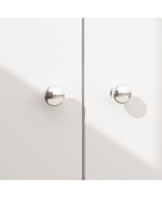 Shoe bench with movable shelves, white wooden shoe rack with two doors and four storage compartments, Entryway Bench