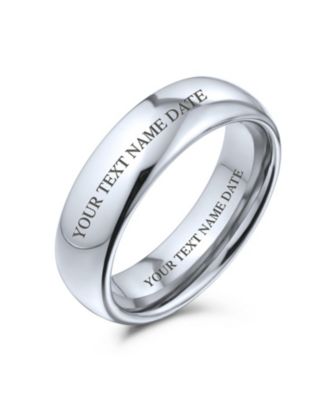 Plain Simple Dome Design Comfort Fit Titanium Band Ring Polished Black Silver Rose Gold Tone 5MM