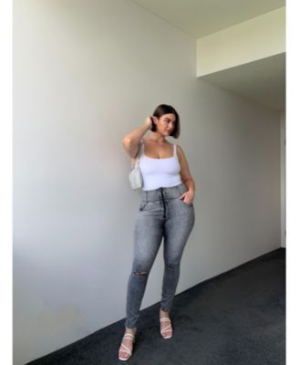 Women's Curvy Ripped High-Rise Sculpting Skinny Jeans