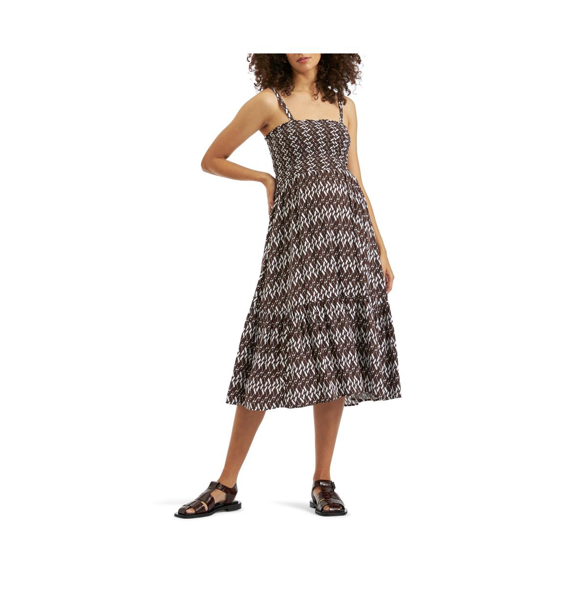 Maternity Ripe Grace Shirred Dress - Chocolate / white