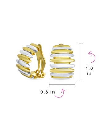 Geometric Shrimp Half Hoop Clip-On Earrings for Non-Pierced Ears Gold Silver