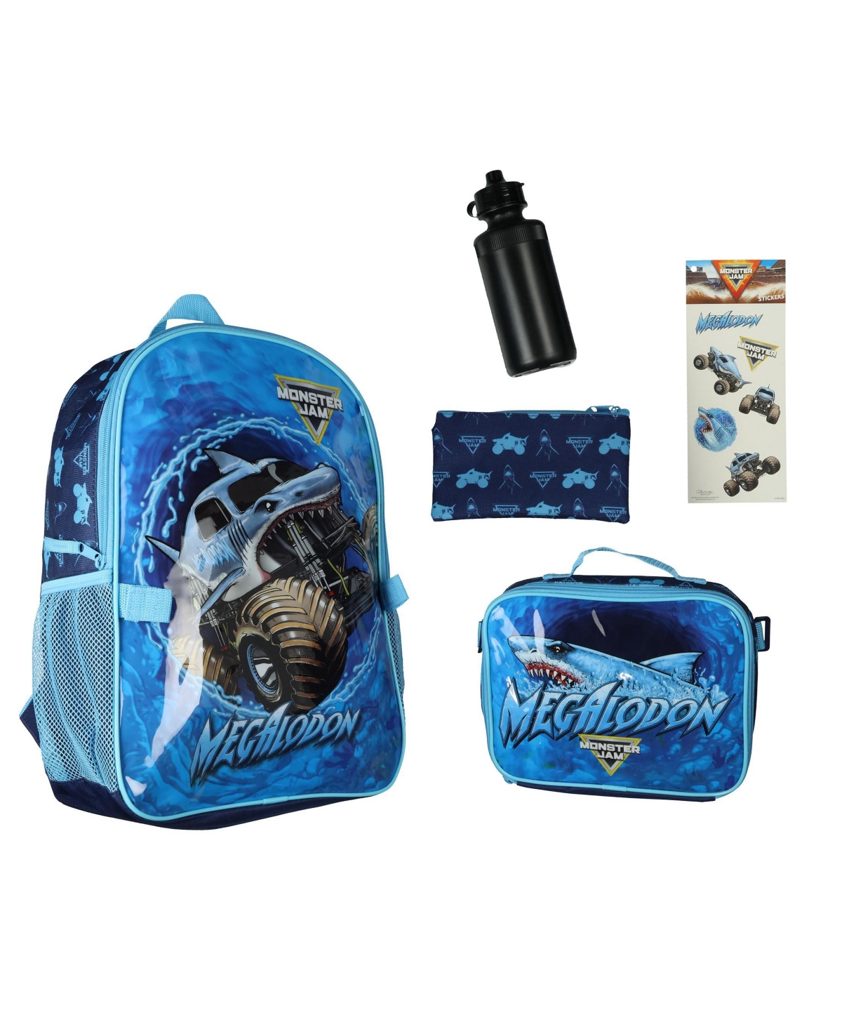 Megalodon 5 Piece Backpack Mega Set with Detachable Lunch Box