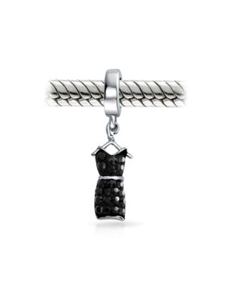 Fashion Crystal Black Dress Dangle Charm Bead Sterling Silver for European Bracelet