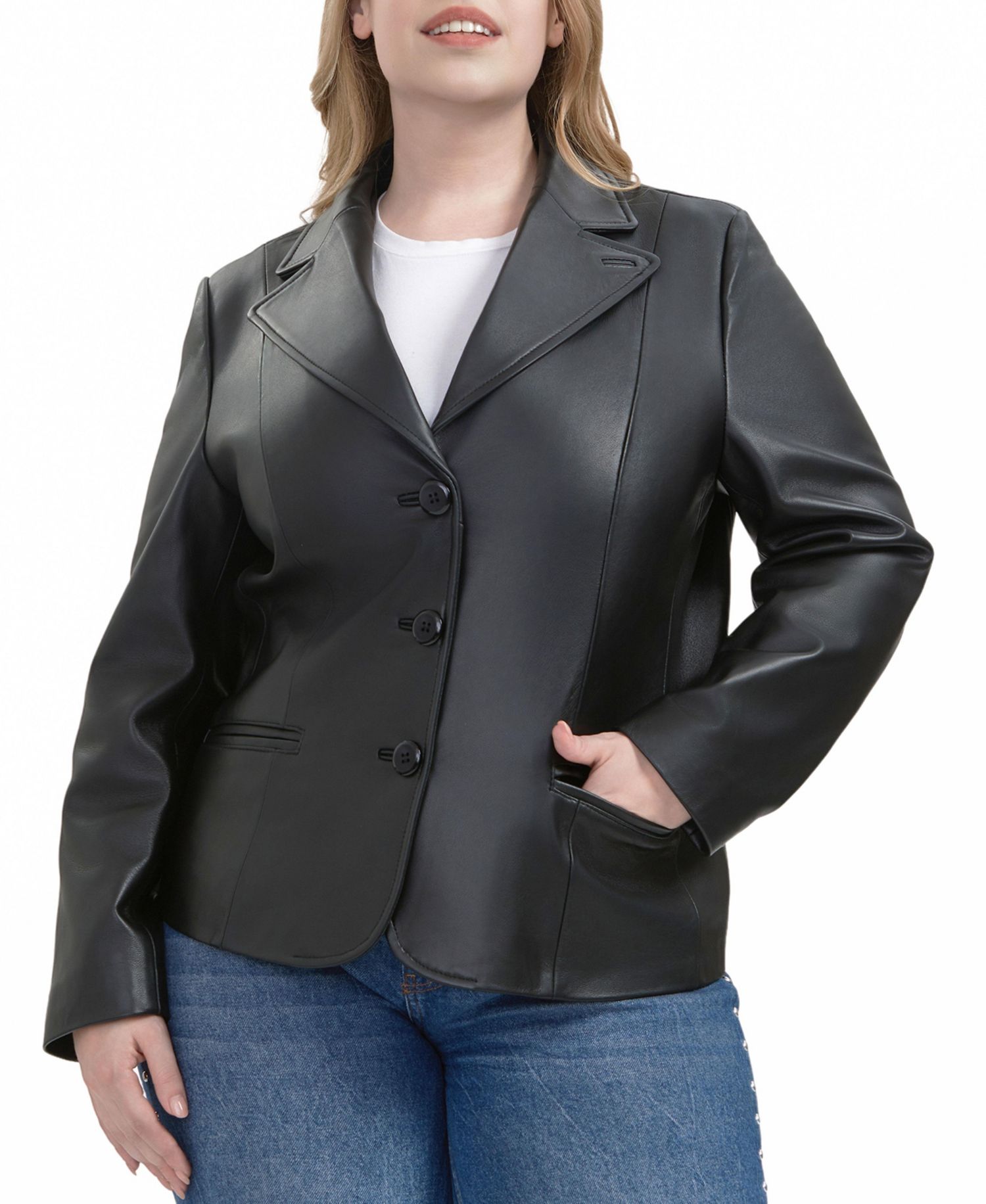 Plus Size Norah Leather Blazer Jacket