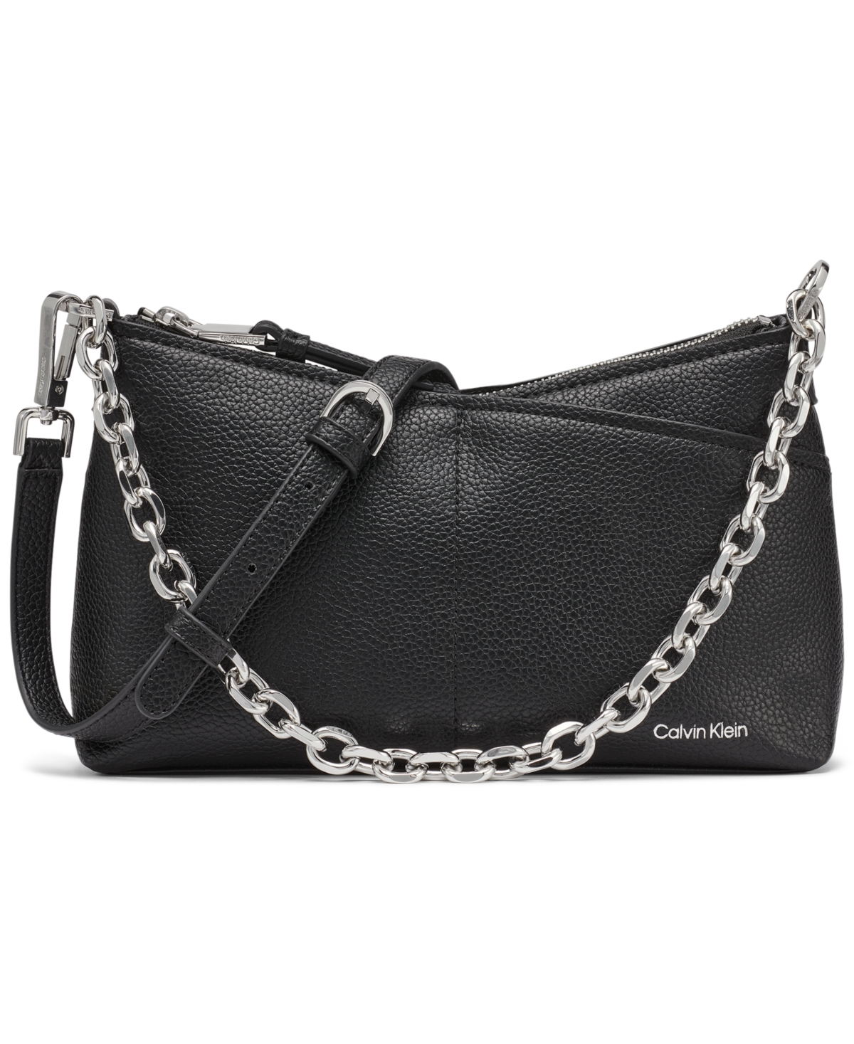 Calvin Klein Zoe Chain Mini Crossbody Bag In Black,silver