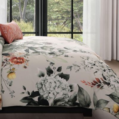 Vintage Bloom Bedding 100% Cotton Sateen 5 Piece Queen Size Reversible Comforter Set