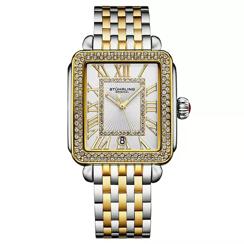Stuhrling Original Women s VivreLuxe Crystal-Accented Stainless Steel Bracelet Watch, 34mm