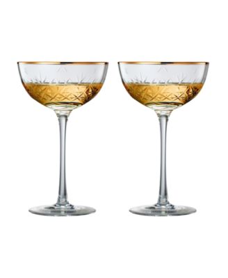 Vintage Art Deco Coupe Glasses, Set of 2