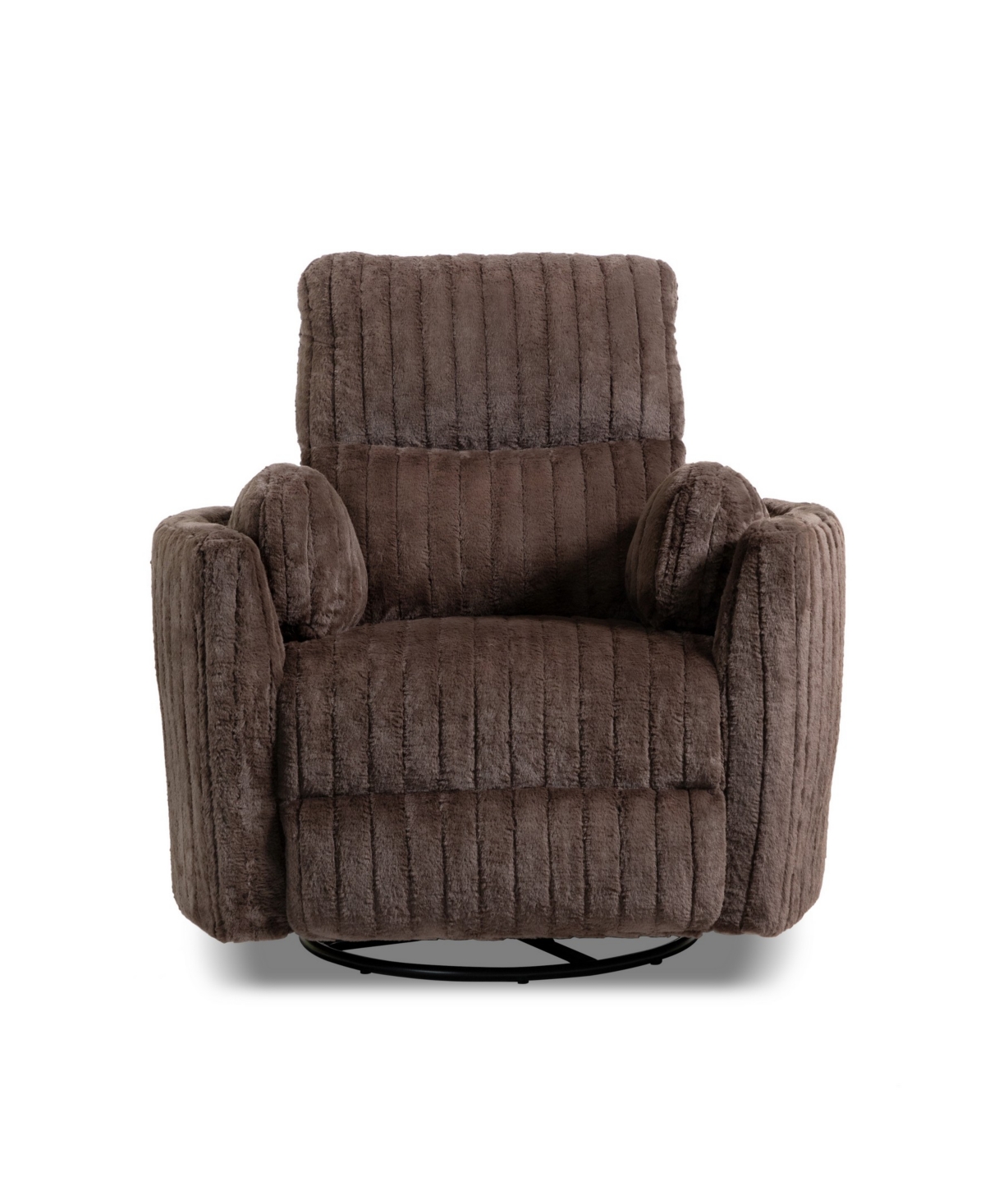 Furniture Of America 41" Jorvien Modern Chenille Power Swivel Glider Recliner With Pillows In Chocolate Brown