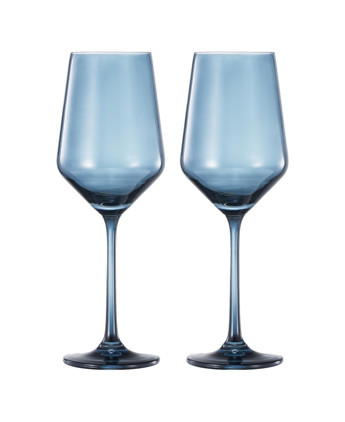 The Wine Savant Contemporary Wine Glasses, Set Of 2 In Ocean Blue