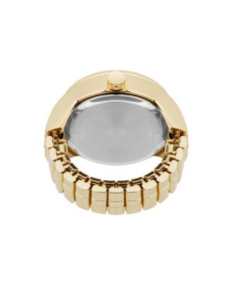 Women's Quartz Gold-Tone Metal Alloy Crystal Accented Dial Ring Watch, 23mm