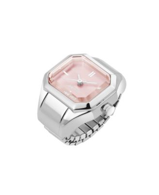 Women's Quartz Iconic Pink and Silver-Tone Metal Alloy Ring Watch, 22mm