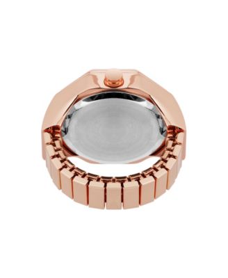 Women's Quartz Octagonal Ombre Glitter Rose Gold-Tone Metal Alloy Ring Watch, 23mm