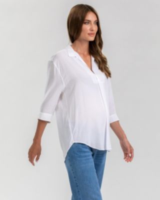 Maternity Classic Collared 3/4 Sleeve Blouse Panarea