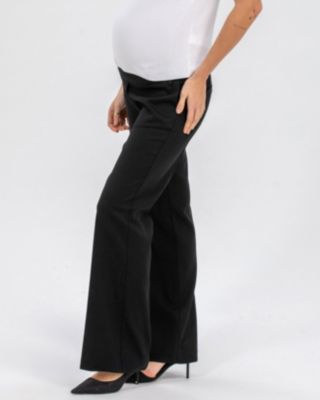 Maternity Linen Mix Textured Elastic Waist Flared Robert Trousers