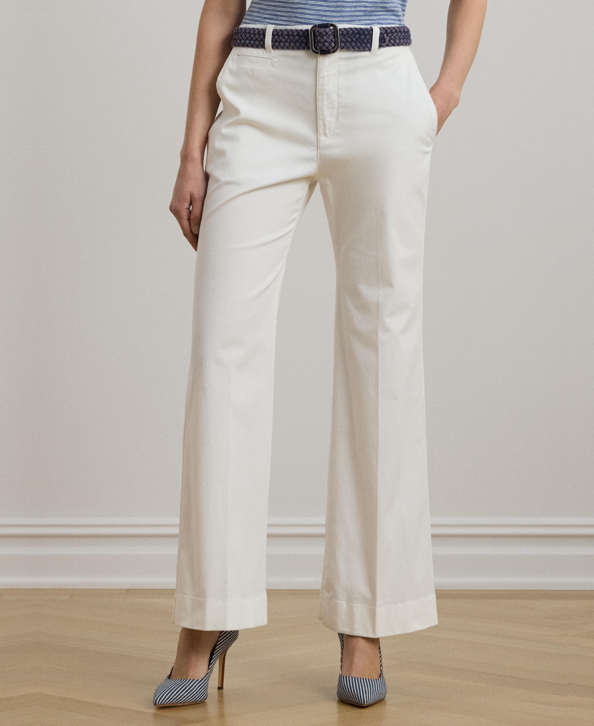 Shop Ralph Lauren Women's Stretch Cotton Chino Flare Pants