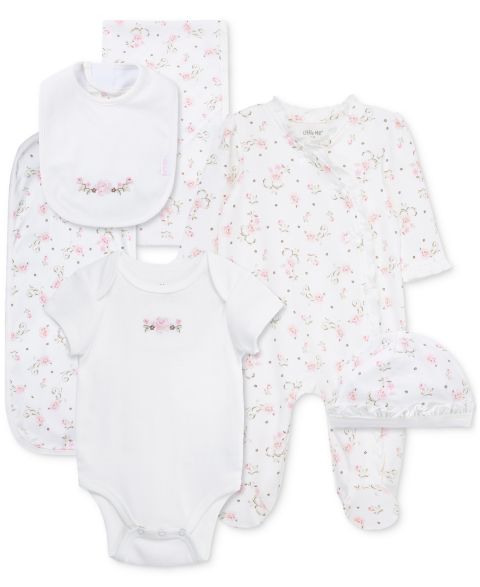 Подарочный набор Little Me Vintage Rose для малышек, 6 предметов, цвет: Розовый с принтом