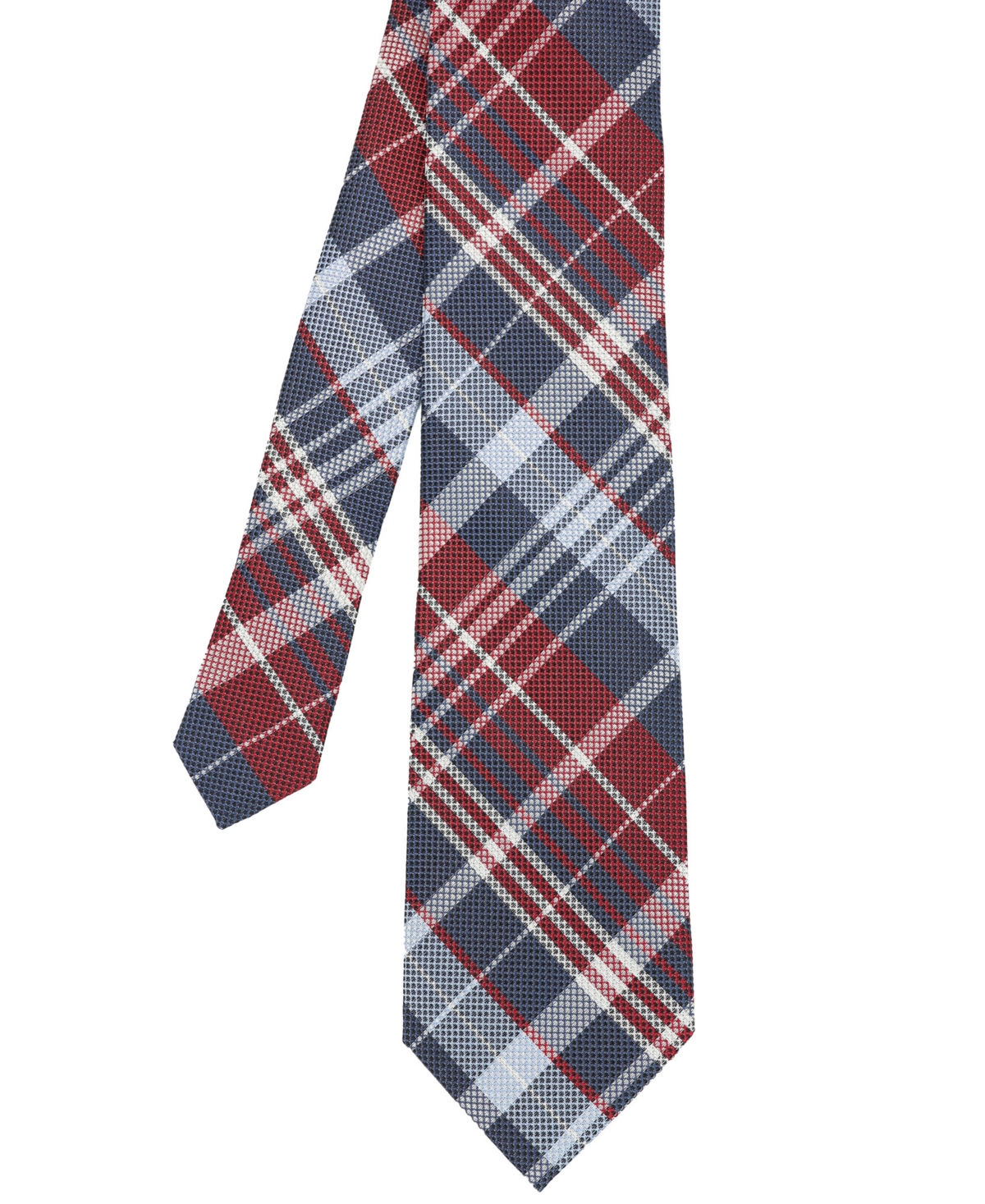 Men's Plaid Silk Tie - Navy Red