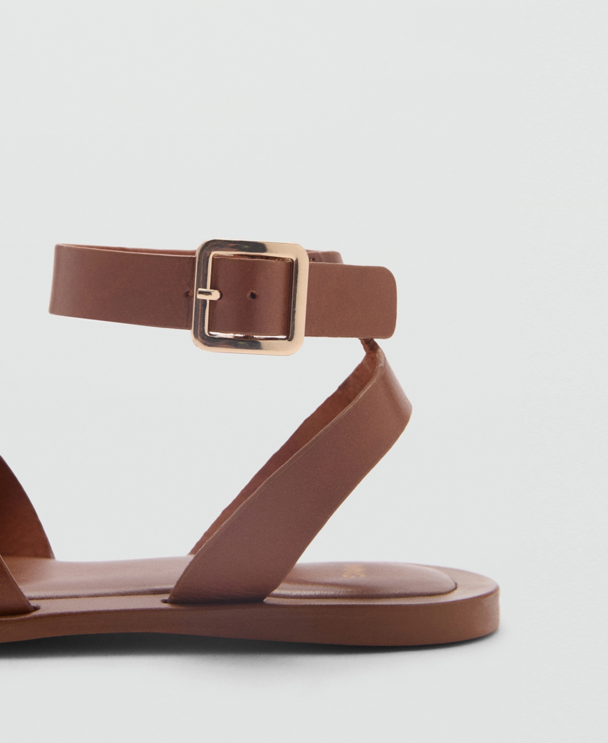 MANGO WOMEN'S BUCKLE STRAP LEATHER SANDALS 