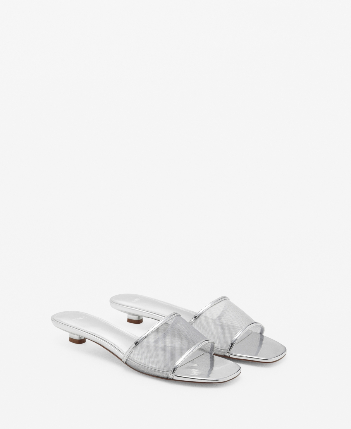 MANGO WOMEN'S MESH STRAP KITTEN SANDALS 