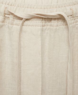 Women's Straight Cropped Linen Trousers Pants