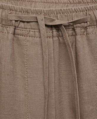 Women's Straight Cropped Linen Trousers Pants