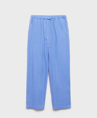 Women's Straight Linen-Blend Trousers Pants