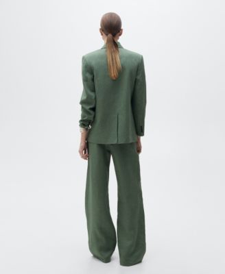 Women's Straight Linen-Blend Trousers Pants