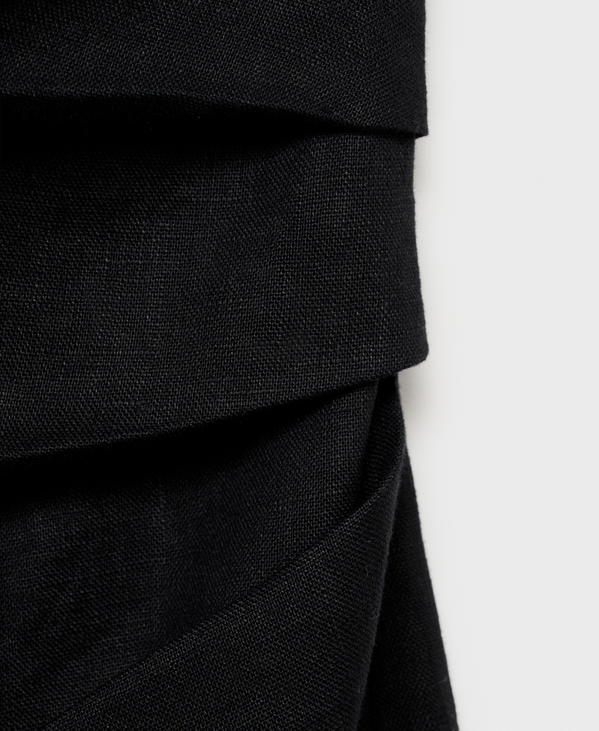 Mango Asymmetrical Linen Dress Black In Black