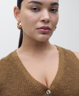 Women's Buttoned Chunky Knit Sweater Vest