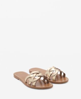 MANGO - Women's Intertwined Strap Leather Sandals