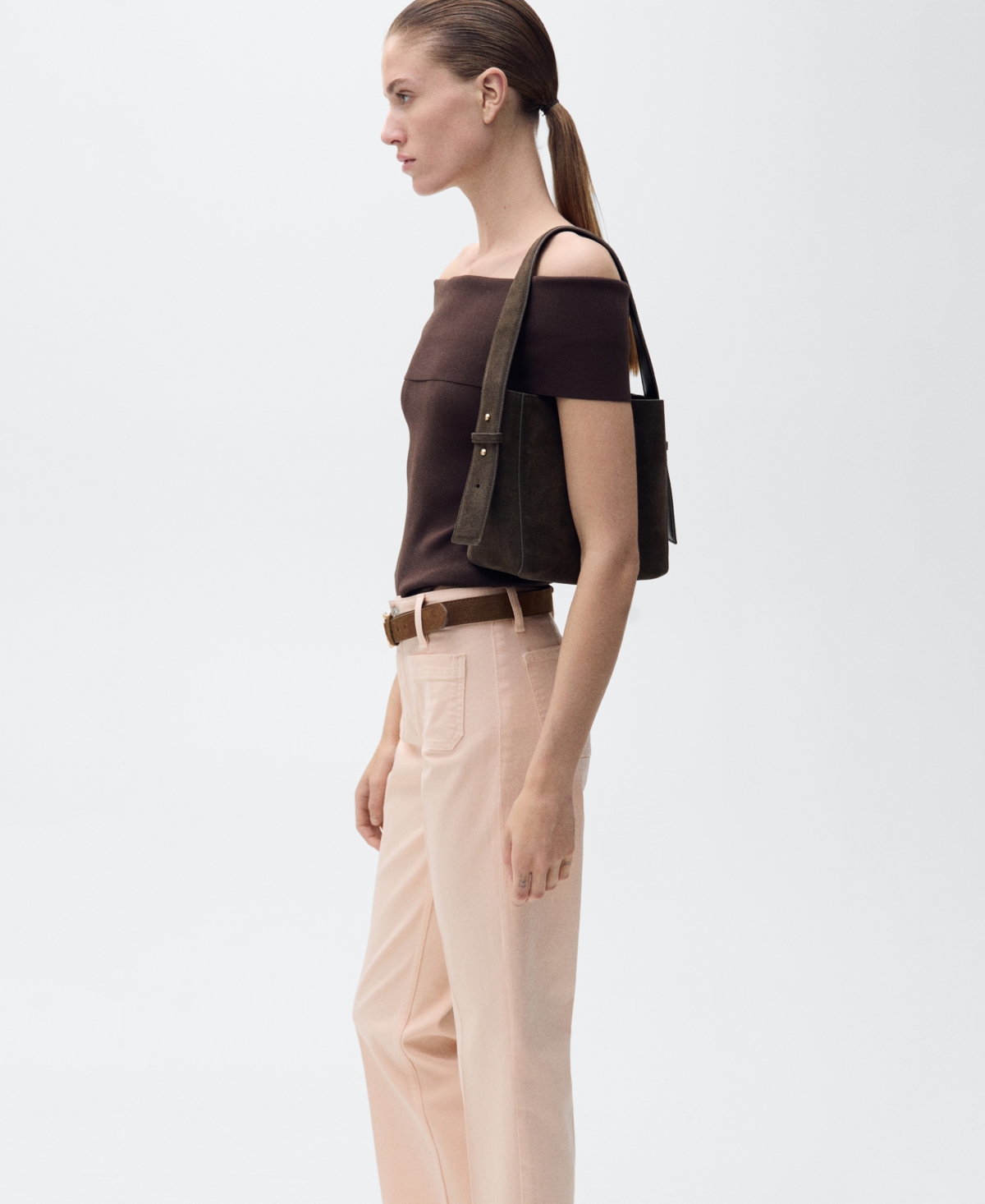 Mango Alex Raw Hem Patch Pocket Crop Flare Jeans In Pink