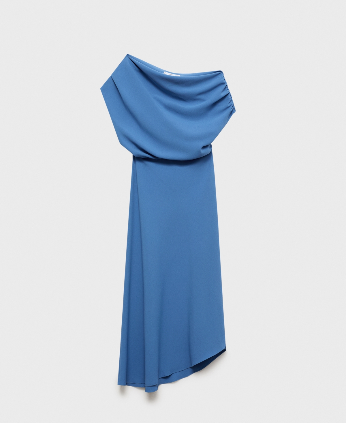 Mango Asymmetrical Neck Midi Dress Blue In Blue
