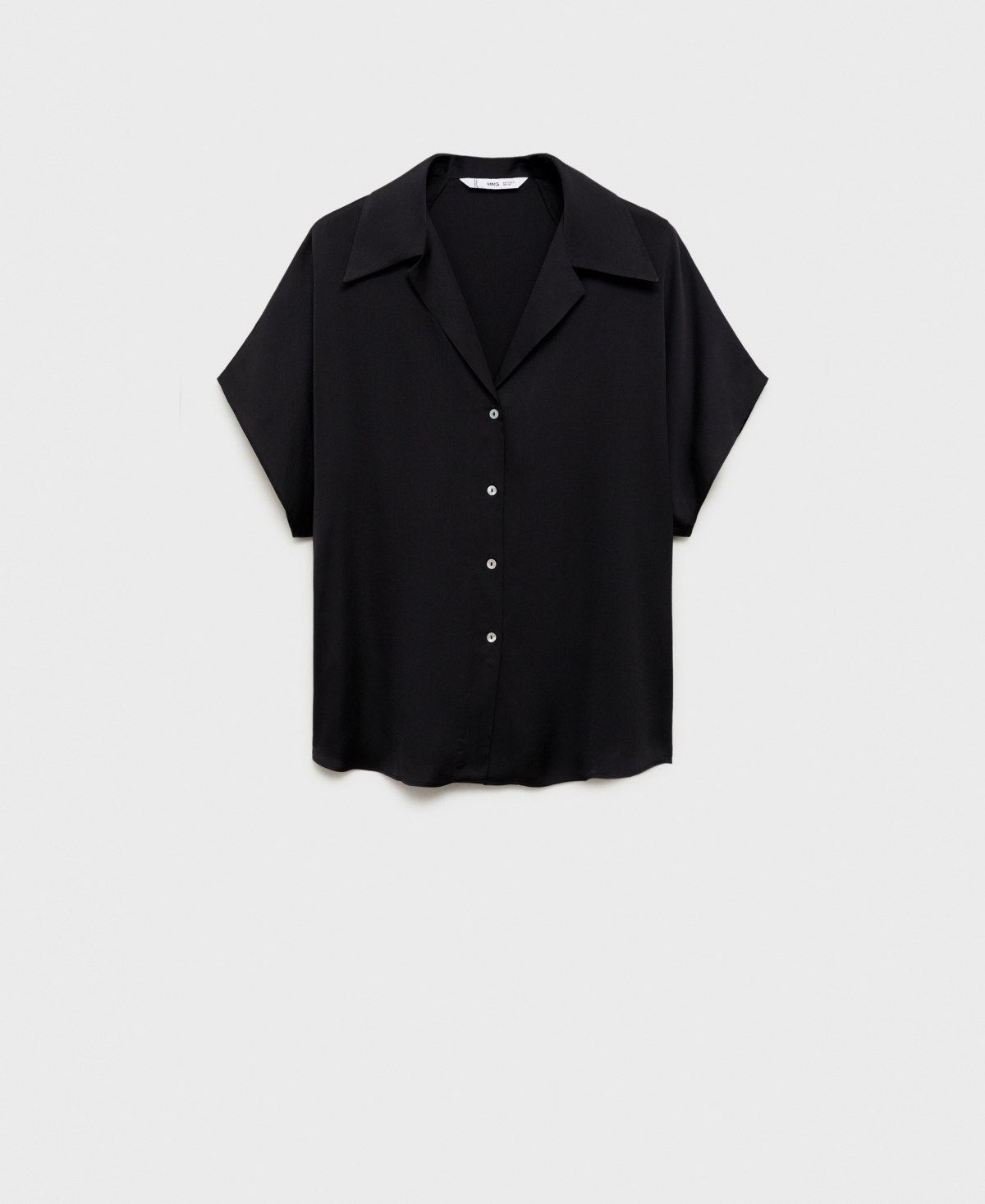 Shop Mango Women's Short-sleeved Satin Shirt In Black