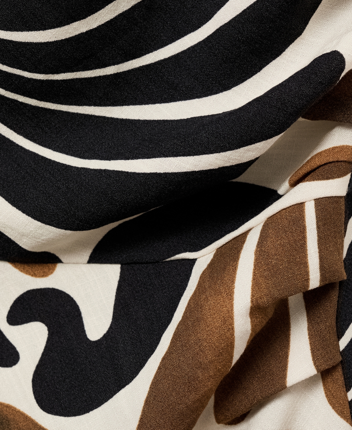 Shop Mango Women's Abstract Leaf Print Dress In Brown