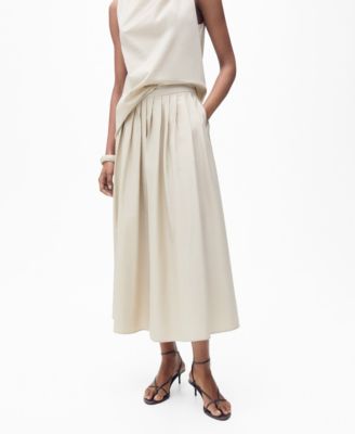 MANGO - Women's Pleated Detail Flared Skirt