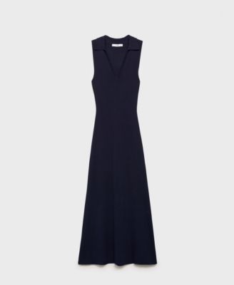 Women's Lapel Knitted Midi Dress