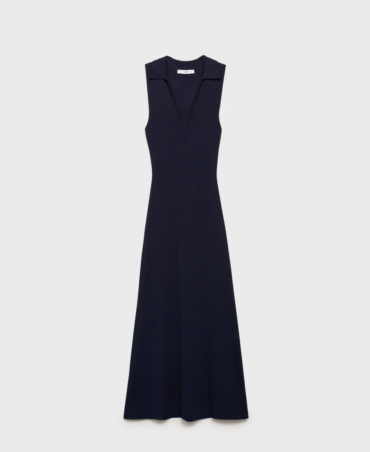 Shop Mango Women's Lapel Knitted Midi Dress In Dark Navy