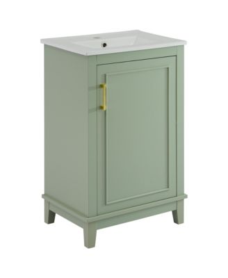  20 Inch Modern Small Bathroom Vanity Cabinet With Ceramic Basin- 2014.533.3 Inches,Ample Storage,1 Soft Close Door