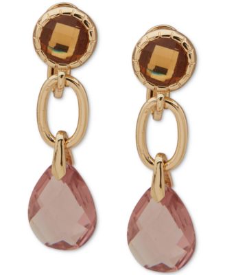 Anne Klein - Gold-Tone Round & Briolette Stone Clip-On Drop Earrings