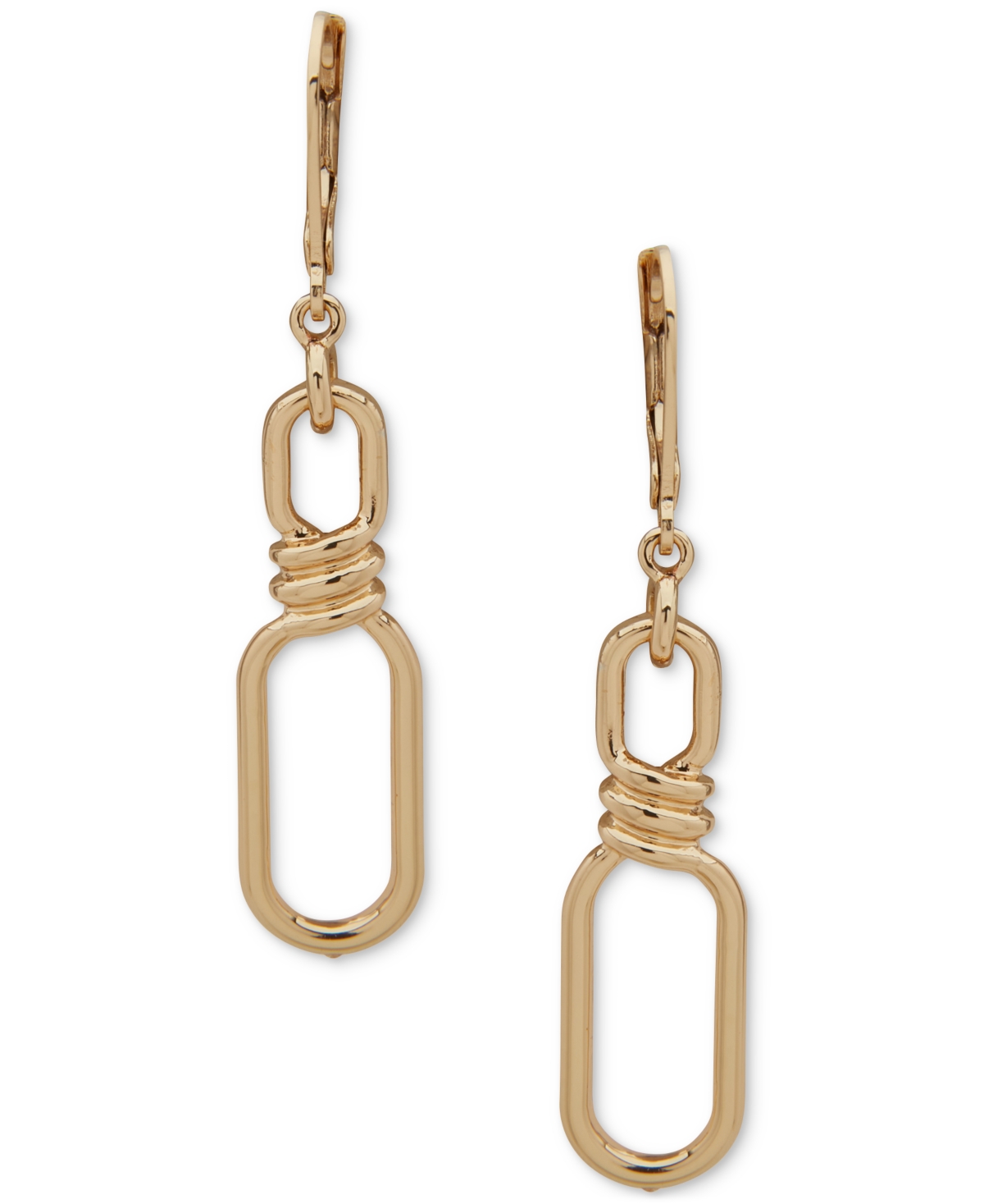 Anne Klein Gold-tone Twisted Link Drop Earrings