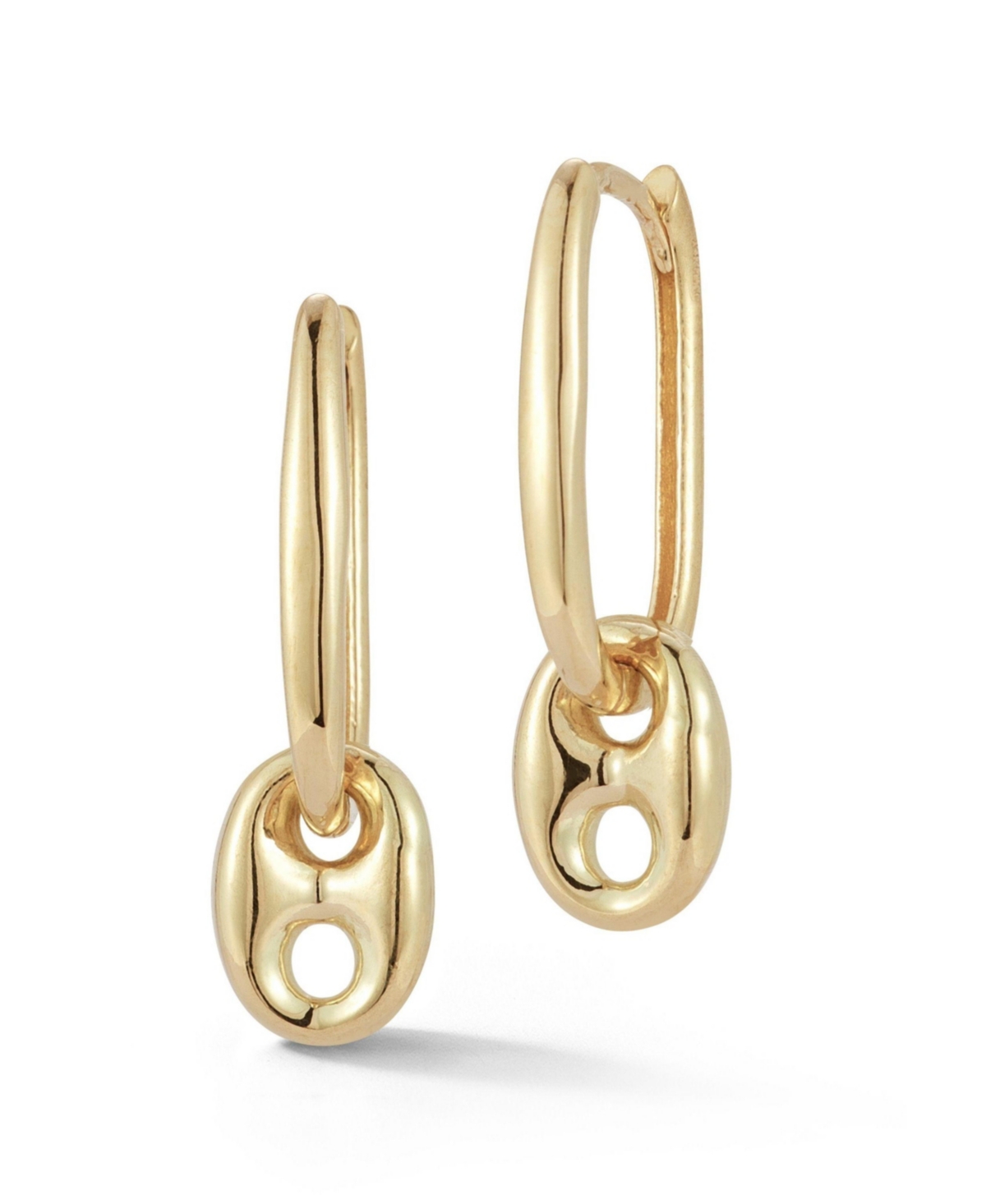 14K Gold Puffed Mariner Charm Earrings - 14k gold