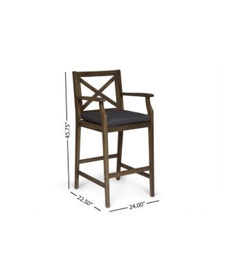 Streamdale Logan Acacia Wood Patio Barstools, Set of 2 Transitional Charm with Durable Design