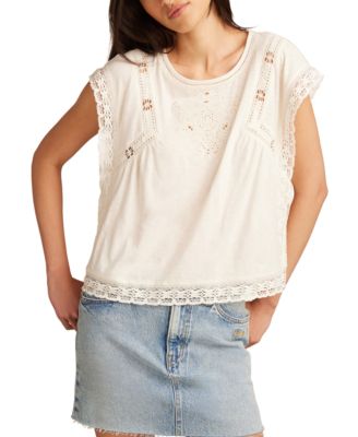 Lucky Brand - Women's Lace-Trim Short-Sleeve Boxy Tee