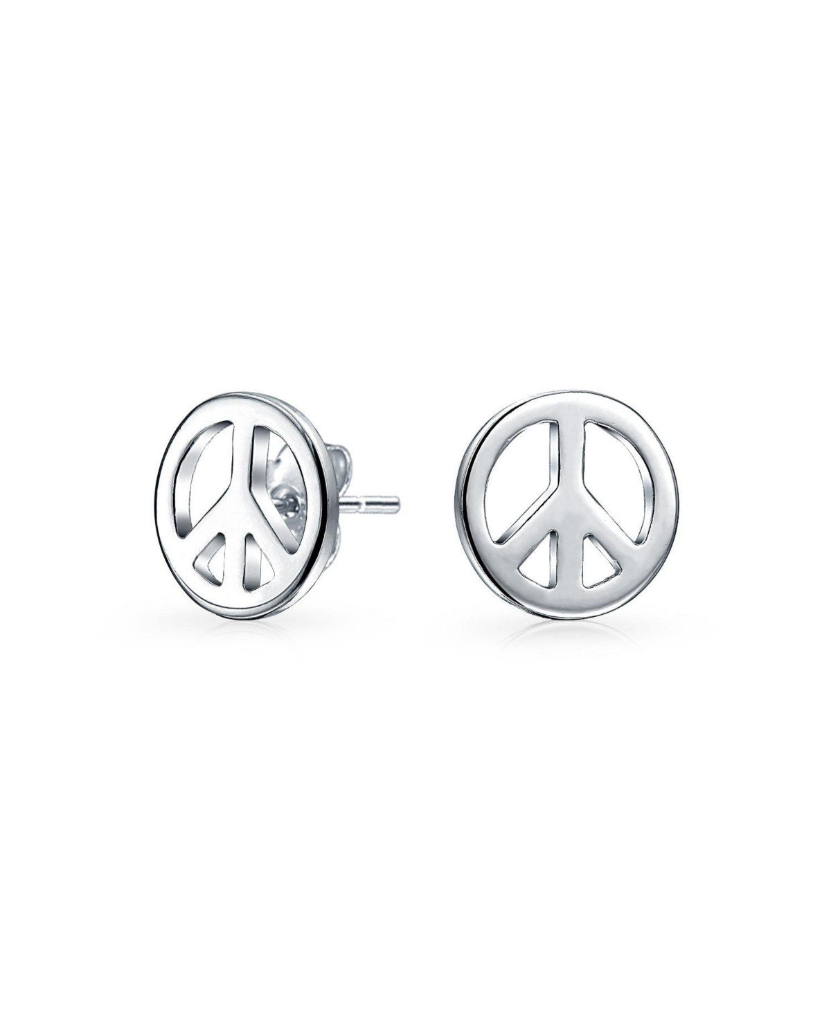 Bling Jewelry Set of 2 Dainty World Peace Sign Stud Earrings Gold Plated Sterling Silver
