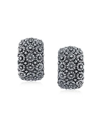 Set of 2 Sunflower Wide Half Hoop Clip-On Earrings for Non-Pierced Gold Plated