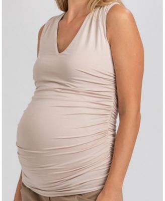 Maternity Sleeveless Dolce Blouse with V-Neck and Side Ruching