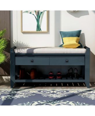 Entryway Storage Bench with Cushion Drawers and Shoe Rack for Organized Seating and Footwear Storage in Small Spaces-The Pop Home